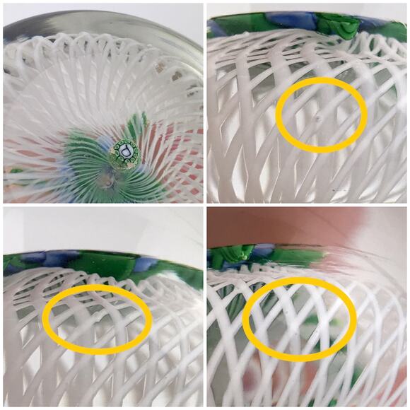 Perthshire 1985A Miniature Blue Flower Spiral Latticinio Cushion Paperweight - Picture 11 of 14